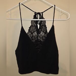 Intimately Free People Black Lace Halter Top